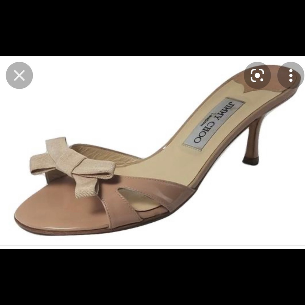 Jimmy Choo authentic kitten heel bow Size 38 neutral sandals.